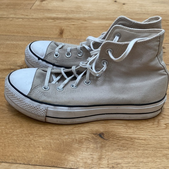 Converse platform  high tops tan good condition - Picture 3 of 4